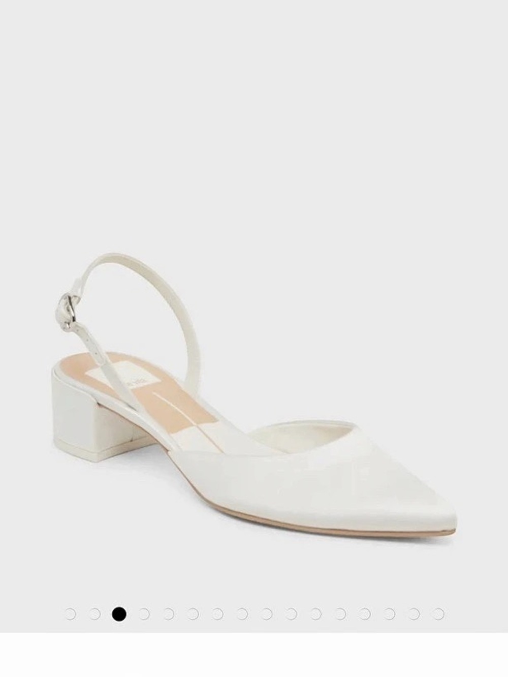 Dolce Vita Carel Satin Point Toe Block Heel Slingback Pumps White US 8.5